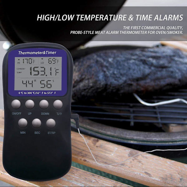 Digital BBQ Kødmåler med Ledningsprober - Elektronisk Grillovn Termometer til Køkken