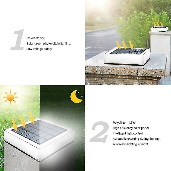 Solarlampa Stolpe LED Strålkastare Vattentät Modern Solarlampa