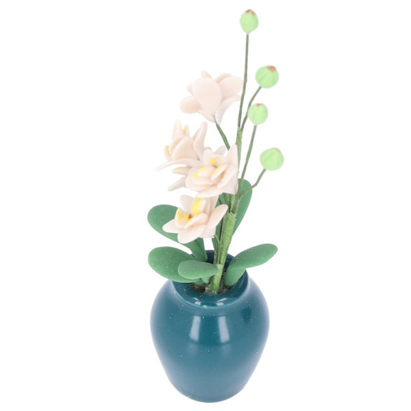 Nukkekodin kukka 1/12 skaalattu elävän kokoinen valkoinen Phalaenopsis pienoismalli yli 3-vuotiaille