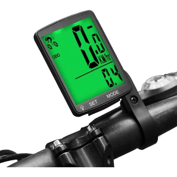 Green Light Trådløst LCD Display Cykel Speedometer med Auto Memory og Temperaturmåling