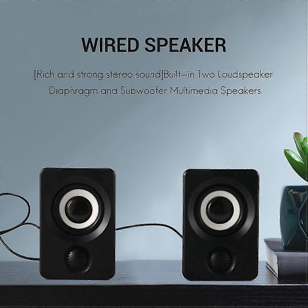 Surround Computerhøjttalere med Stereo USB-kablet Drevet Multimediehøjttaler kompatibel med PC/Laptops/Smart Ph