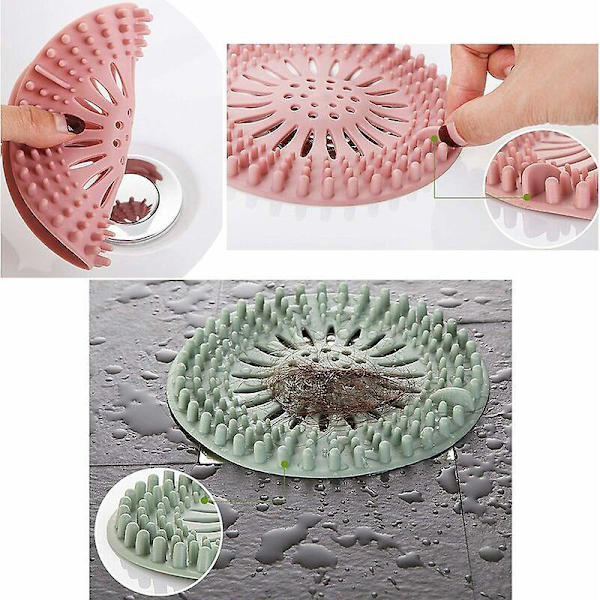 4 pakke med 13,3 x 13,3 cm silikone køkkenvaske i pink, grøn, grå og blå, holdbare og nemme at rengøre