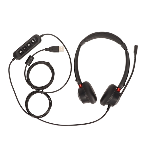 Kontorsheadset Dubbla Öron ENC Aktiv Brusreducering Volymjusterbar Mute-kontroll USB-kontakt Telefonheadset
