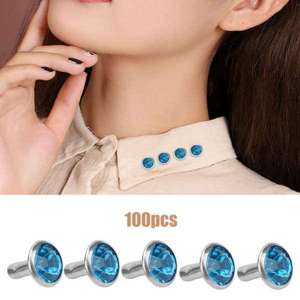 B Akryl Diamant 8mm Dekorativ DIY Stud Klestilbehør 8mm Sølvkant Krystall Lyseblå