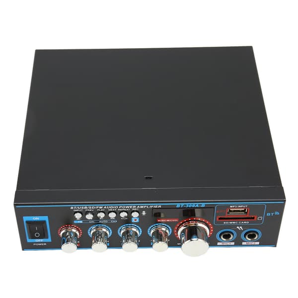 Mini Bluetooth digitalforsterker 2-kanals volumkontroll multifunksjonell stereolydforsterker for hjemmekinohøyttaler EU-plugg 220V
