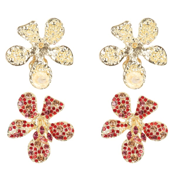 2 par øreringe metal dingle diamant legering blomsterformede kreative smykker kvindetilbehør