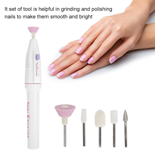 Professionellt nagelkonstverktyg nagelbandstrimningskvarn pusher set gelborstar kit