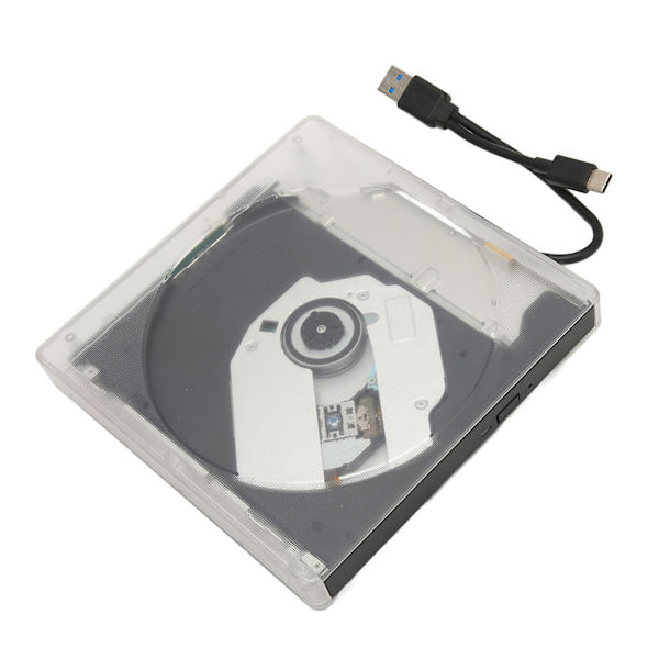 Ulkoinen DVD-asema Type C USB 3.0 Läpinäkyvä Plug and Play Hiljainen DVD-poltin kannettavaan tietokoneeseen