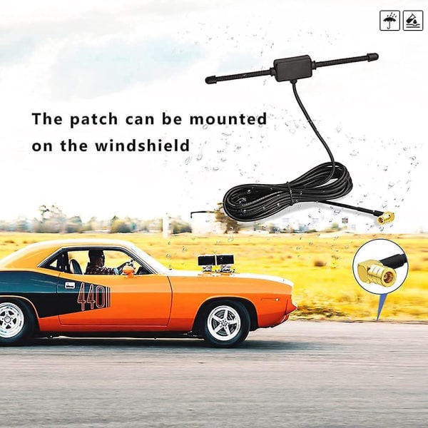 Eightwood DAB bilradioantenne med SMB-adapter og 433MHz patchantenne