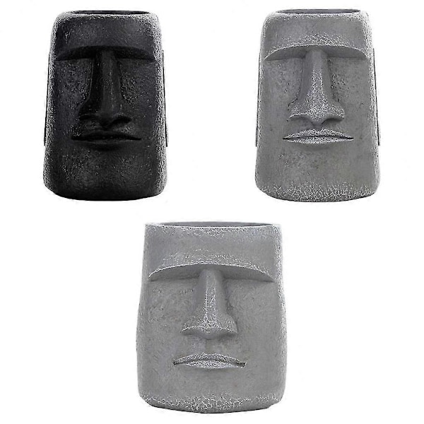3x Påskeøen Statue Blomsterpotte Sukkulent Potte Til Hjemmet Zekai