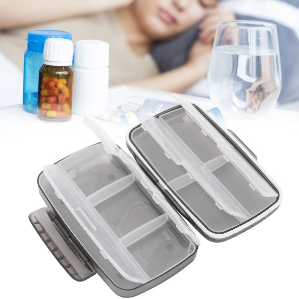 Bærbar Piller Organizer Box Container Stor Kapacitet Rejse Fugttæt medicinetui Sort black