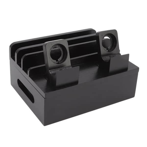 Bambus ladestation multifunktionel 5-ports ladestation til telefoner, tablets, ure, elektronik, sort