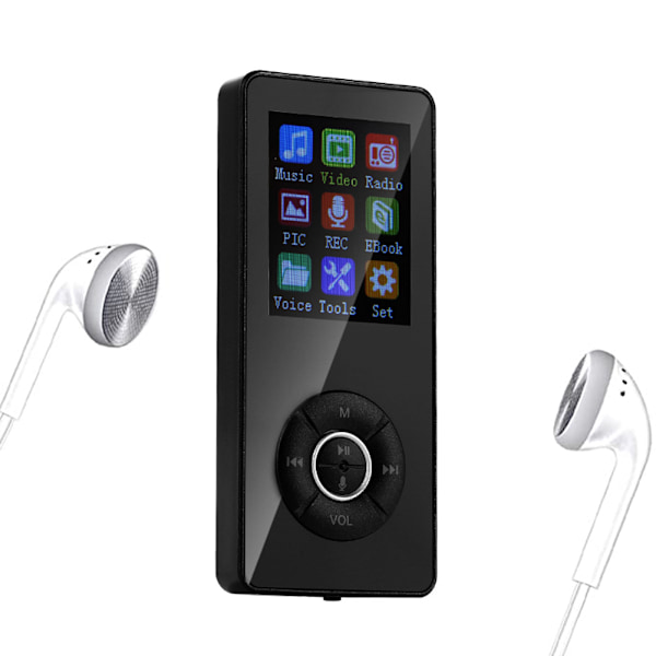 MP3-afspiller med FM-radio og stemmeoptager, bærbar mini Bluetooth 4.2 musik MP3-afspiller