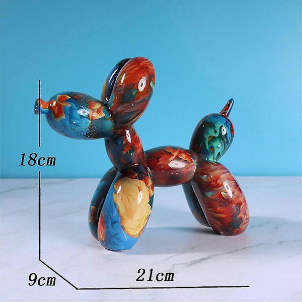 Resin Ballonghund Skulptur Figur Kunst Ornament Håndverk Statue Hjem Dekor Gave Zekai Flame
