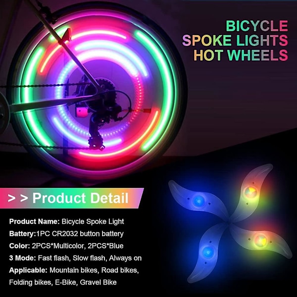 4 st Cykelhjulslampor, Vattentäta LED Neon Däcklampa Ekerljus Hjul Ekrar, Färg, 12,5*3,5*2,5cm