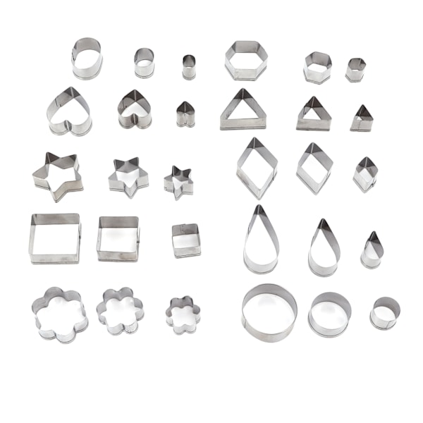 30 stk kakeform i rustfritt stål, mini geometrisk mønster, utsøkt utførelse, kakeform