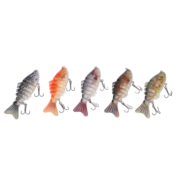 5PCS 6 Sektioner Fiskebete Multi Ledat Swimbait Multi Sektion Hårdbete med 2 Krokar