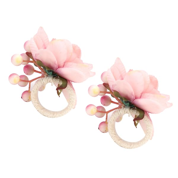 2 stk. servietspænde af hamptov, simuleringsblomst, servietring til hotel, vestlig restaurant 6623 Pink