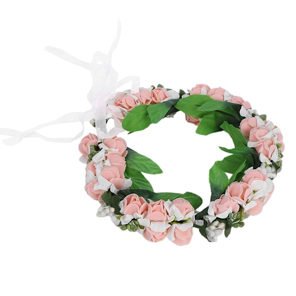 Konstgjord blomkrans krona girlang pannband flicka hår accessoarer huvudbonad för bröllopstillbehör rosa