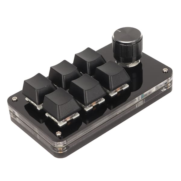 6-tasters mini-tastatur med knap RGB-lys blå switch kablet forbindelse plug and play DIY programmerbart enhånds mekanisk tastatur sort