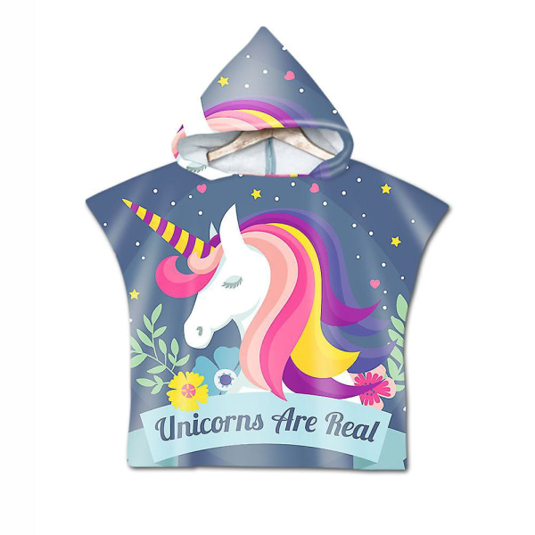 Unicorn Hooded Kids Beach Handduk för pojkar och flickor - Snabbtorkande toddler Pool Wrap