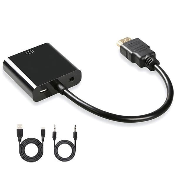 HD Multimedia Interface til VGA-kabel HD 1080p VGA-adapter til skærm computer stationær bærbar projektor sort 9,3 tommer