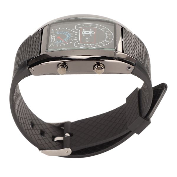 LED-display flygplansur med hög precision, bekväma armbandsur, LED-ur med tids- och datumvisning, svart hölje, svart rem