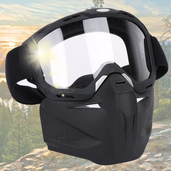 Avtagbar utomhusmask Vindtät solglasögon Cykling Motocrossglasögon (Transparent)