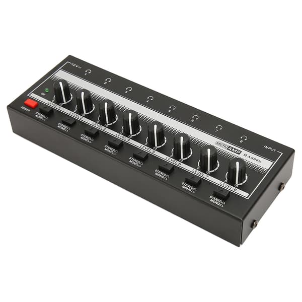 Hörlursförstärkare Professionell Lågt Brus Mini Hög Effekt 8-kanals Stereohörlursförstärkare 100‑240V UK-kontakt