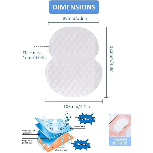 Usynlig og komfortabel antiperspirant-plaster - 30 plaster for beskyttelse av armhuler (kvinner og menn)