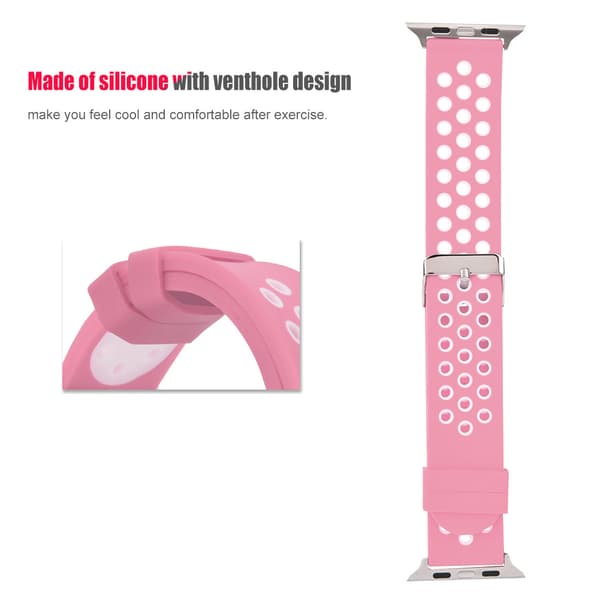 Slitstarkt silikonarmband för klocka (rosa + vit)