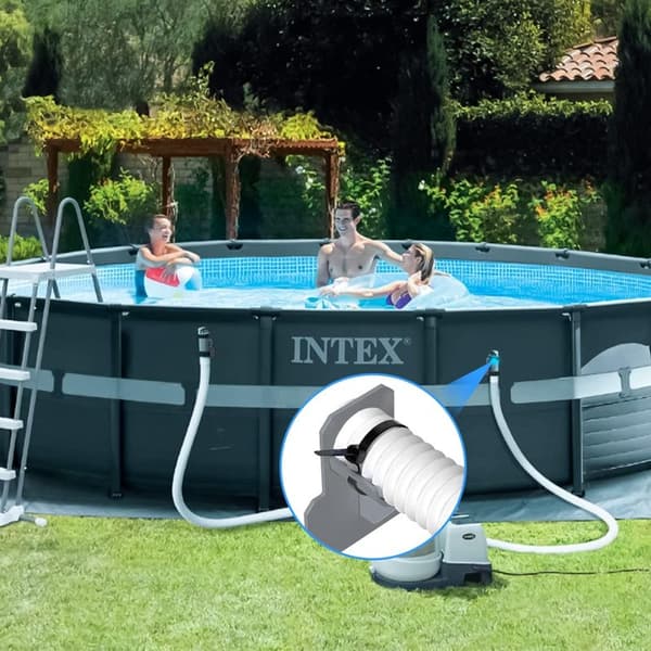 2-delt poolslangeholder, plastik poolslangestøtte, poolvandslangeholder til poolslanger op til 38 mm, grå