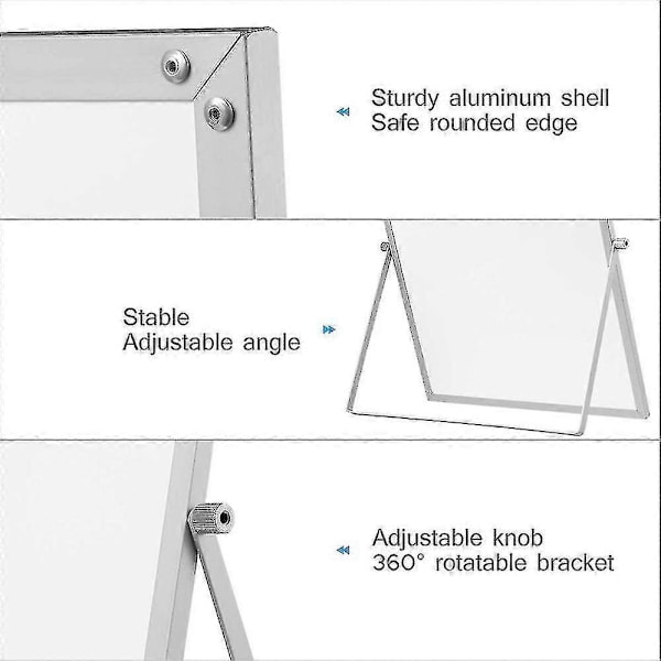 Magnetisk tavle med stativ for skrivebord, dobbeltsidig whiteboard, planlegger, påminnelse for skole Zekai
