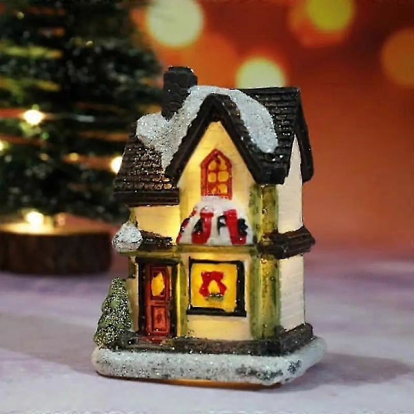 Hushus i resin, fantastisk til julepynt, håndlavet miniaturelandskabsornament, populært hushusornament i resin, gave, resinornament Zekai E