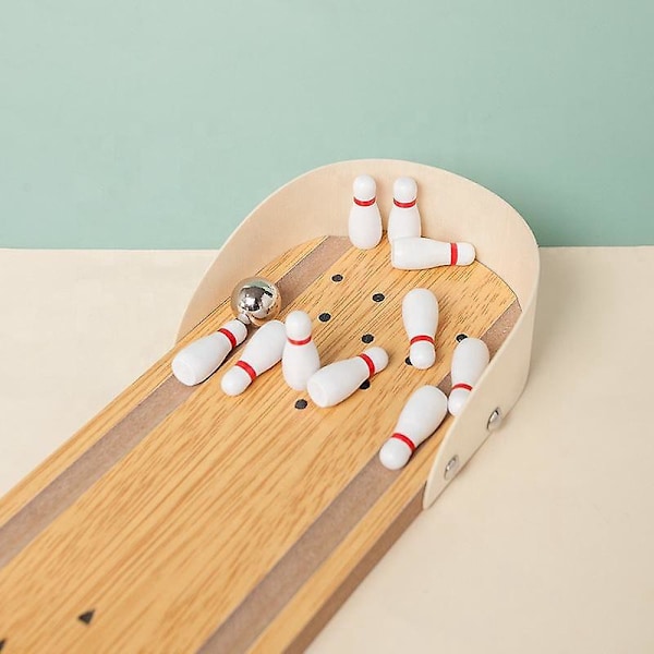 Miniatyr Bowlingspill i Tre - Morsomt Kontorspill for Stressavlastning