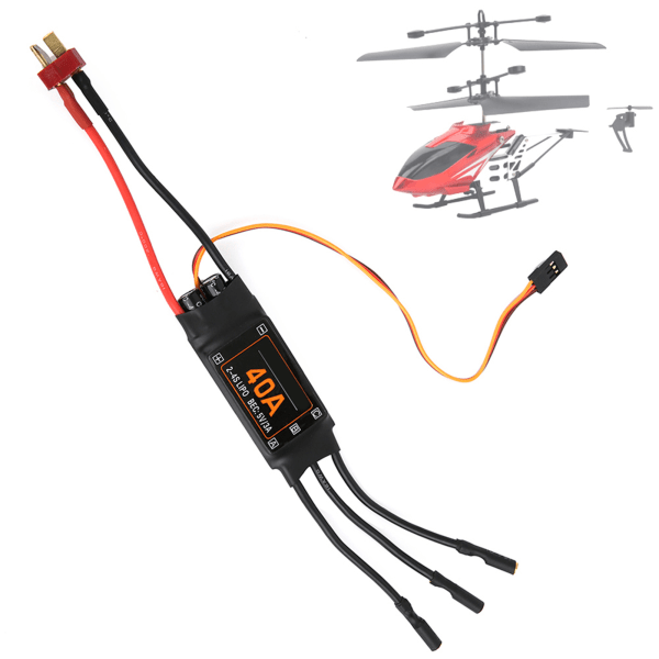 40A Speed ​​Controller Børsteløs ESC RC Drone Helikopter FPV Dele Tilbehør Sort