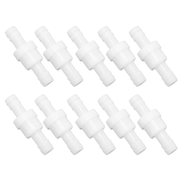 10 st Backventil PE Enkelriktad Akvarium Luftpump Icke-returventil för Kemisk Industri 10mm Vit