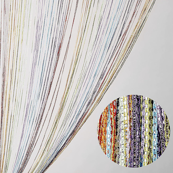 Flugdörrsgardin, Paljetttrådgardin Stringpaneler 100x200 cm, Färgrik, 1 Styck