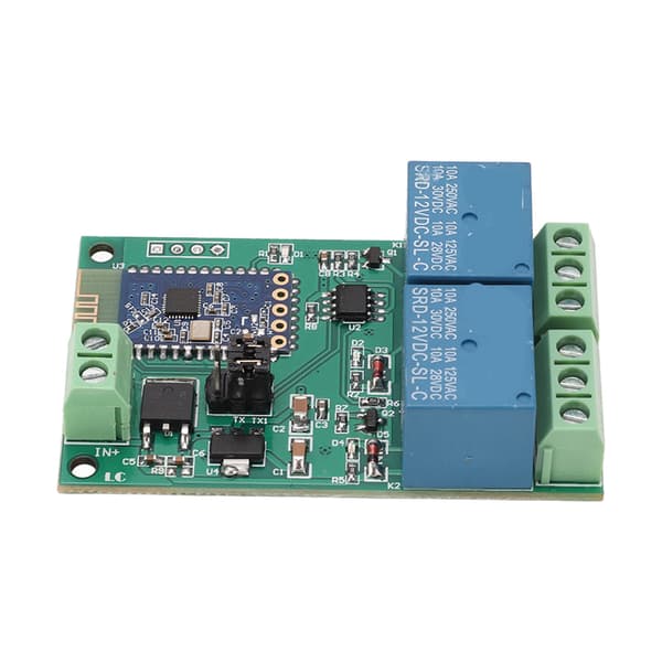 Relémodul 2-kanals Bluetooth-kort APP fjernkontroll med lysindikator DC 12V
