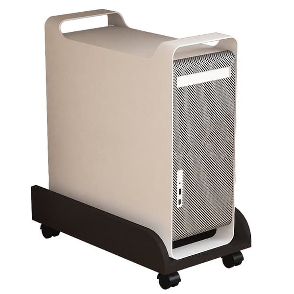 Dator Tower Stativ Universal Mobil Trä Ergonomisk Breddad Rundade Hörn PC Skrivbordsstativ med Rullar Svart