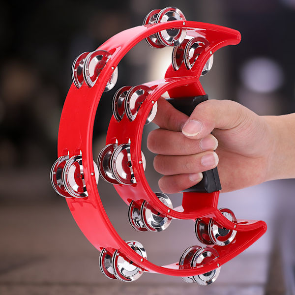 Red Double Row Jingles Tambourine - Perkusjonsmusikkinstrument Red