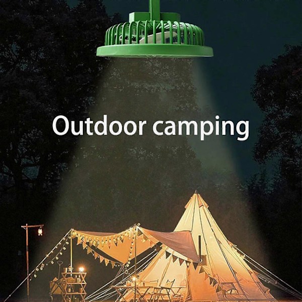 Bærbar Camping Ventilator USB Udendørs Camping Loftventilator LED Lys