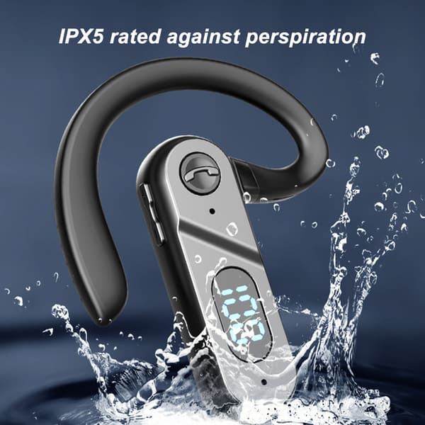 Bluetooth 5.2 Headset Ørekrog Design LED Digital Display Bluetooth Trådløse Øretelefoner til Forretningskørsel og Rejser