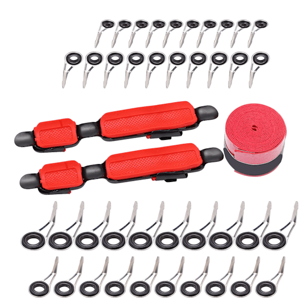 43 kpl:n metallikelanauhasarja, ruostumattomasta teräksestä valmistettu vieherengassarja, sopii kalastusvavan lisävarusteisiin