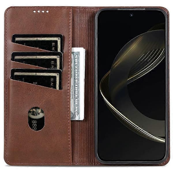 AZNS Compatible Case for Samsung Galaxy A56 5G, PU Leather Wallet Case with Cowhide Texture Espresso