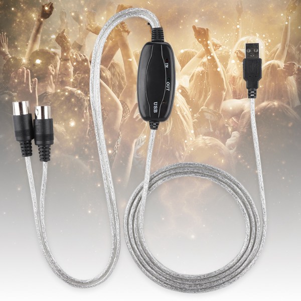 MIDI till USB kabelomvandlare MIDI-gränssnittsadapter Sladd Keyboard Musikredigeringslinje