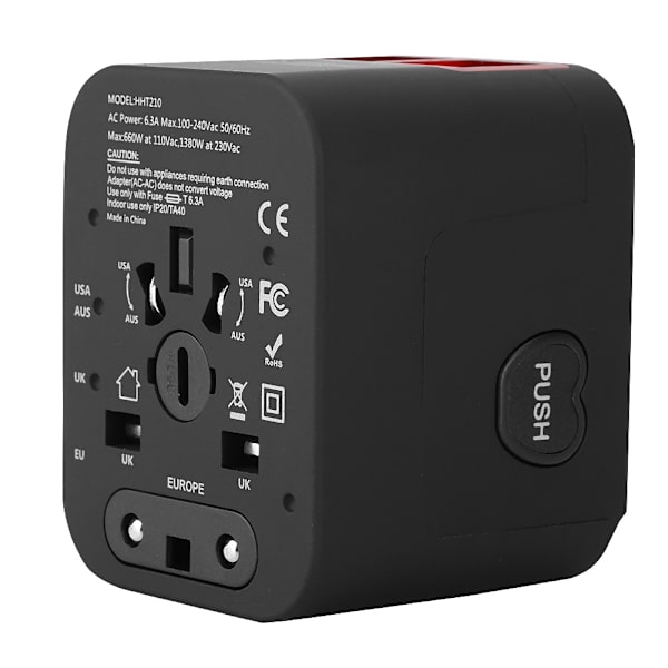 4 USB 3.5A Universal Reseadapter Elektriska Plugguttag Omvandlaradapter (100-250V)