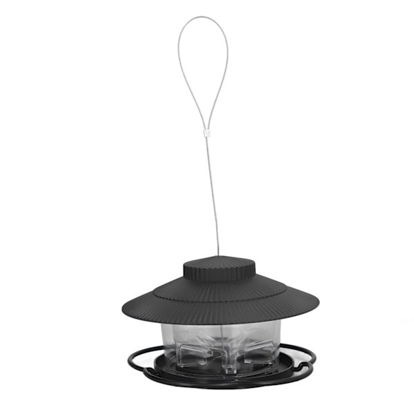 Fågelmatare 1L Slitstark ABS Lätt att fylla Transparent Behållare Bärbar Paviljong Design Hängande Fågelmatare