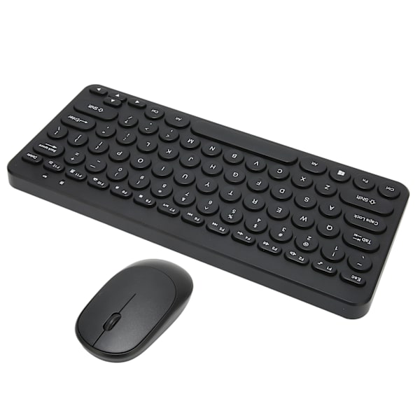 2.4G trådlöst tangentbord Mus Combo 78 Key Retro Rund Keycap Mute-knappar Ergonomi Mus och tangentbord för Business Office Svart