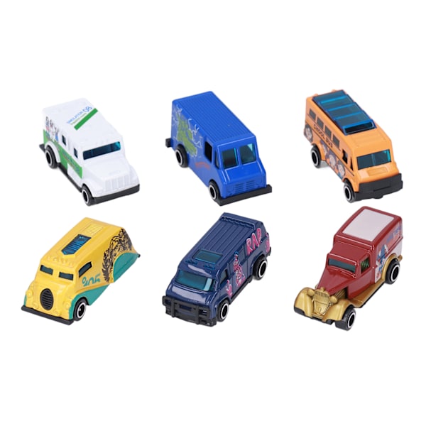 6 st legering bilmodell robust hållbar legering plast olika former levande färger 1:64 skala metallbuss leksaksbilar set